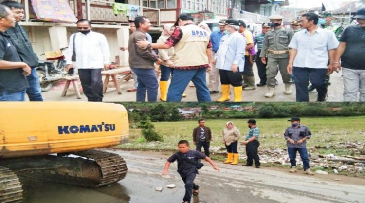 Wabup Kerinci dan Anggota DPRD beserta Jajaran Saat Meninjau Lokasi Banjir