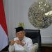 Wakil Presiden Ma'ruf Amin saat menyampaikan sambutannya dalam acara Seminar Nasional dalam rangka Peringatan Hari Dharma Karya Dhika (HDKD) Tahun 2021 secara virtual di kediaman resmi Wapres, Jakarta Pusat, Selasa (12/10/2021). (Dok. KIP-Setwapres)